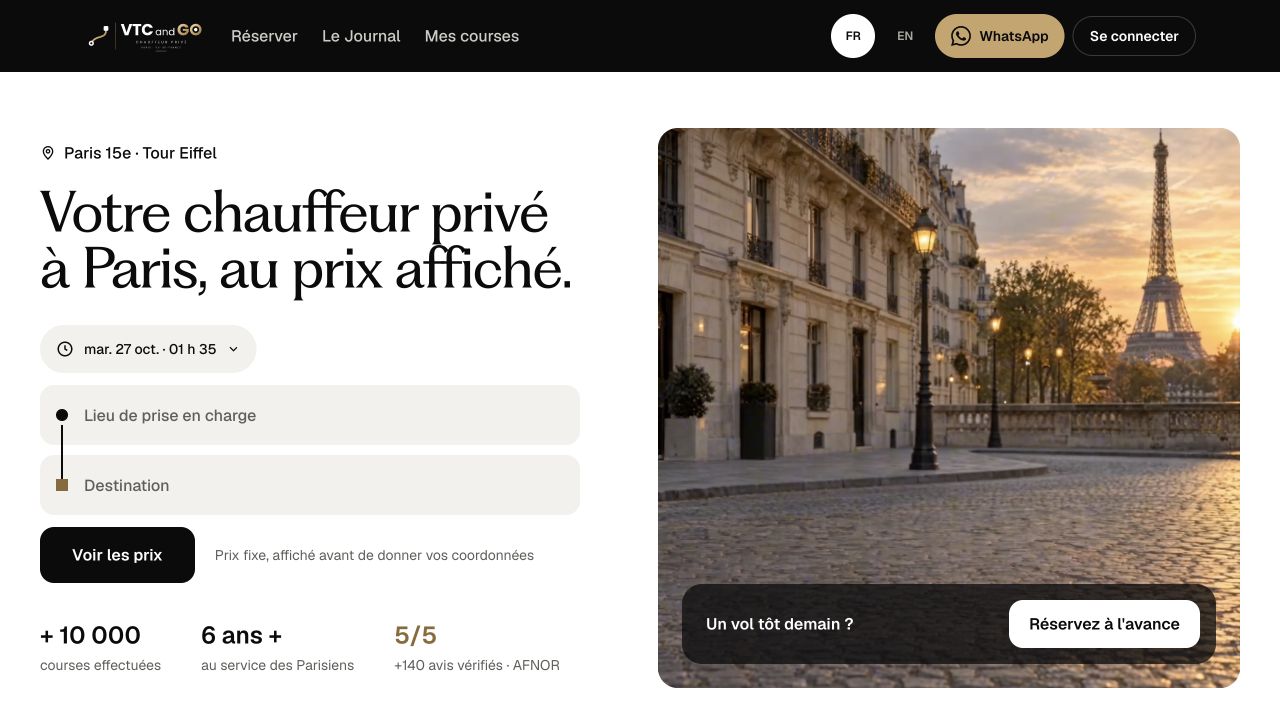 Capture du site de VTC and GO