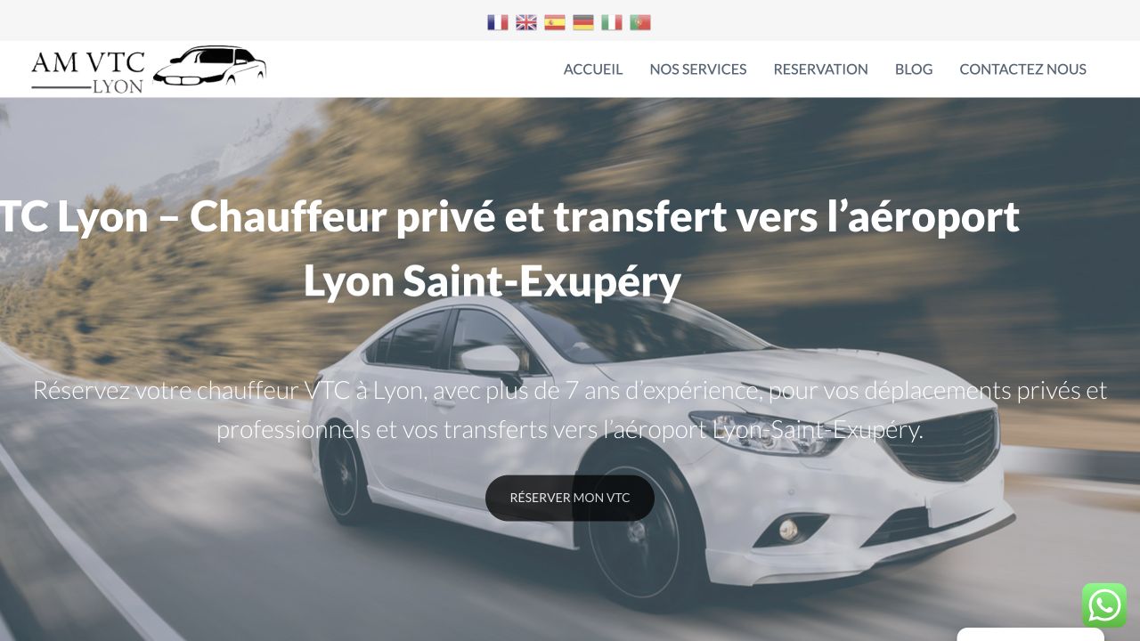 Capture du site de AM VTC Transfert