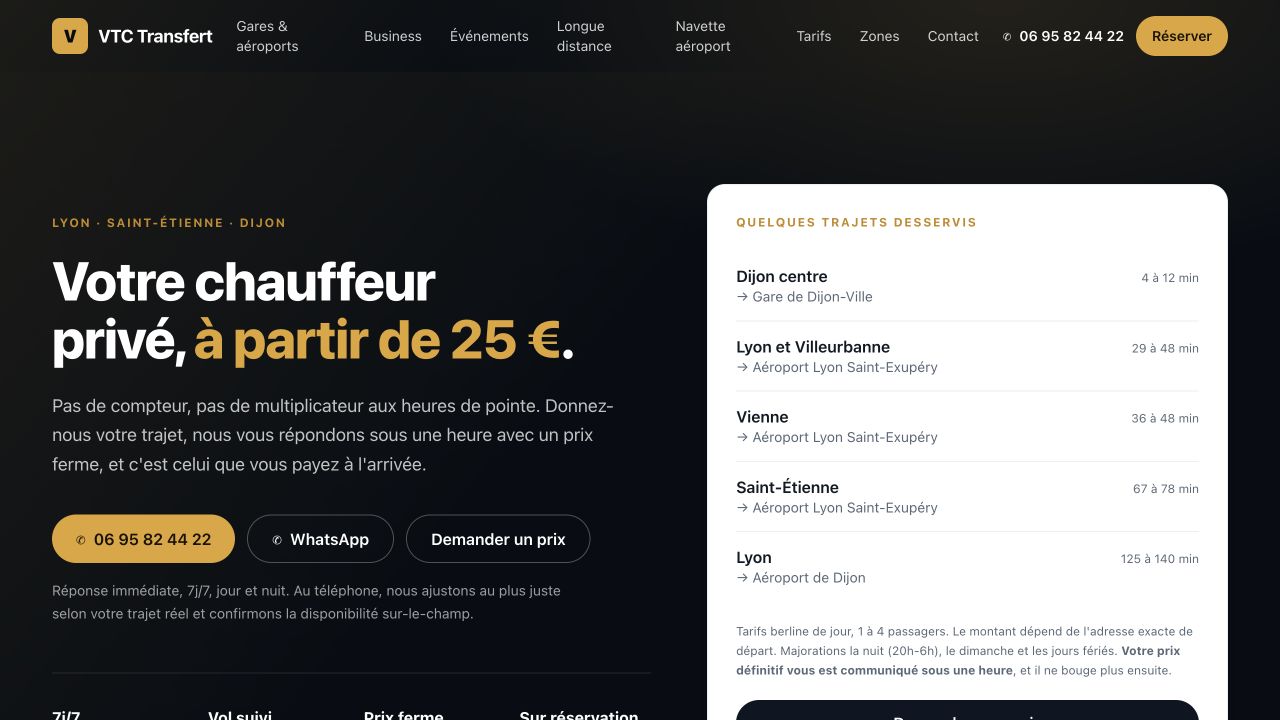 Capture du site de VTC Transfert — Neji Benramdane