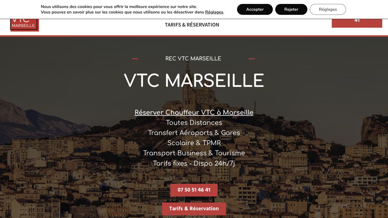 Capture du site de REC VTC Marseille
