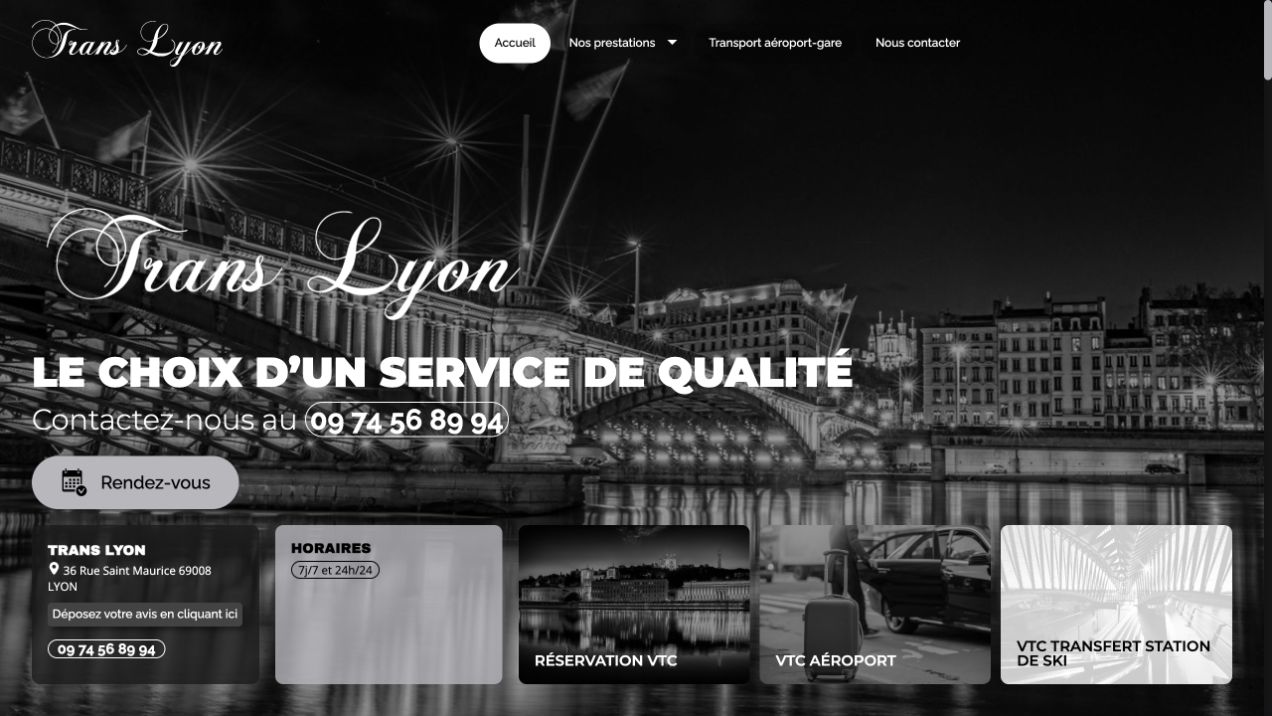 Capture du site de Trans Lyon VTC