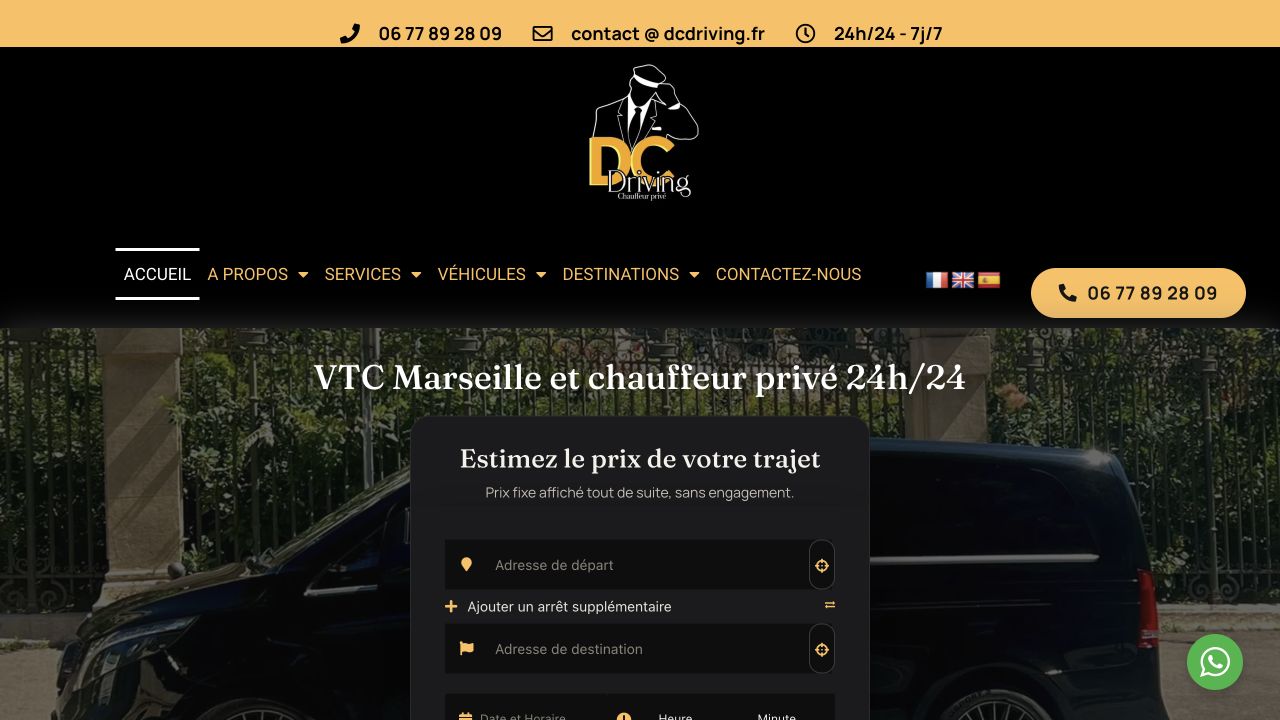 Capture du site de DC Driving