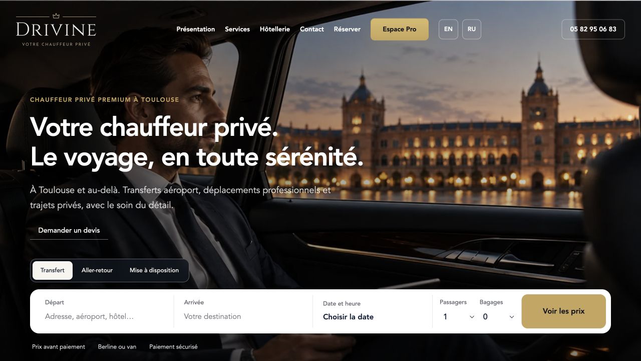 Capture du site de DRIVINE