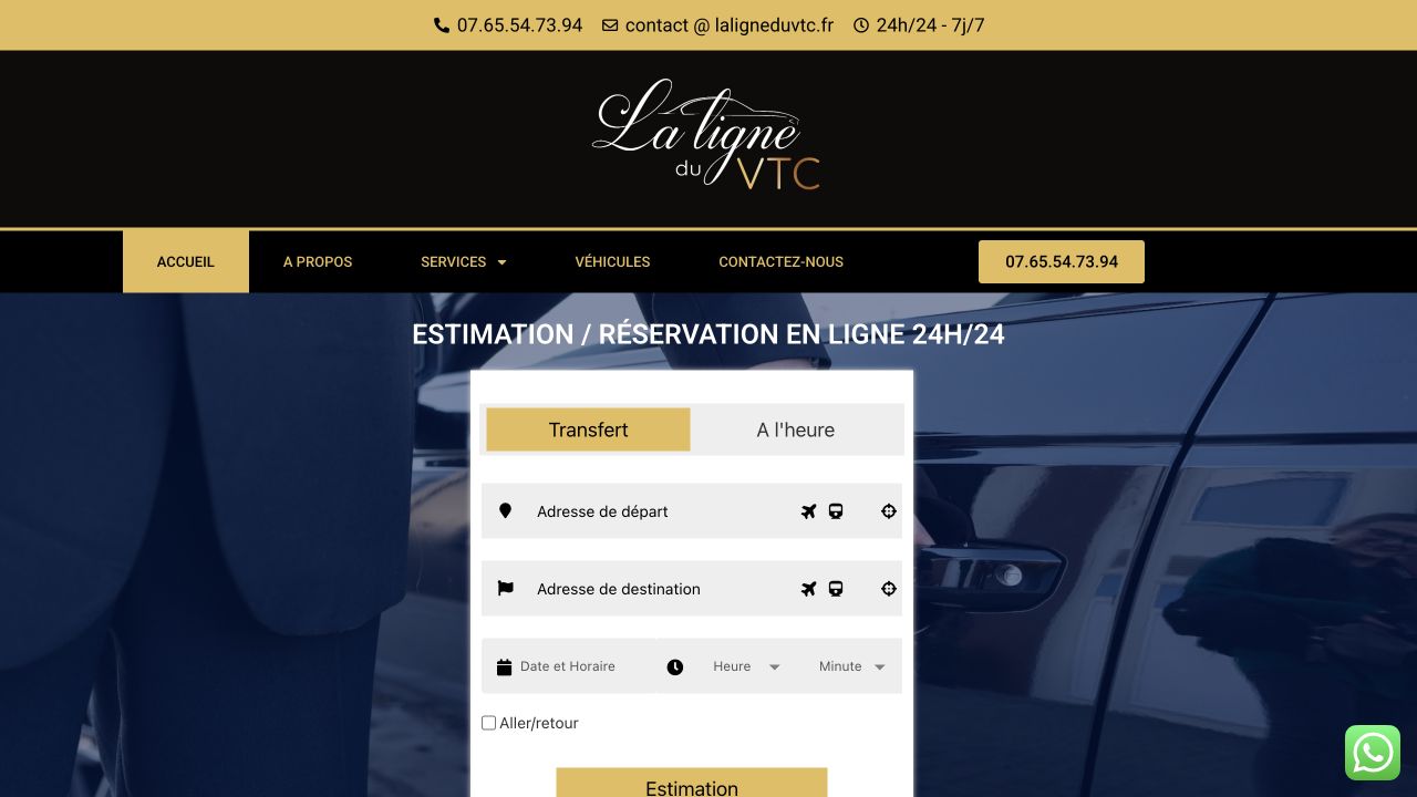 Capture du site de La Ligne du VTC