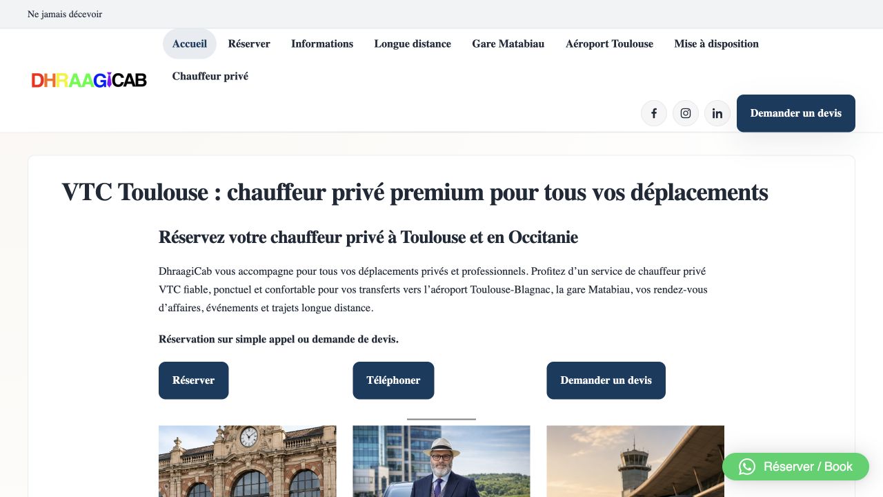 Capture du site de DhraagiCab Toulouse